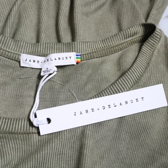 Stitch Fix Jane & Delancey Olive Green Dolman Knot Front Ribbed Top Size S - Picture 8 of 11